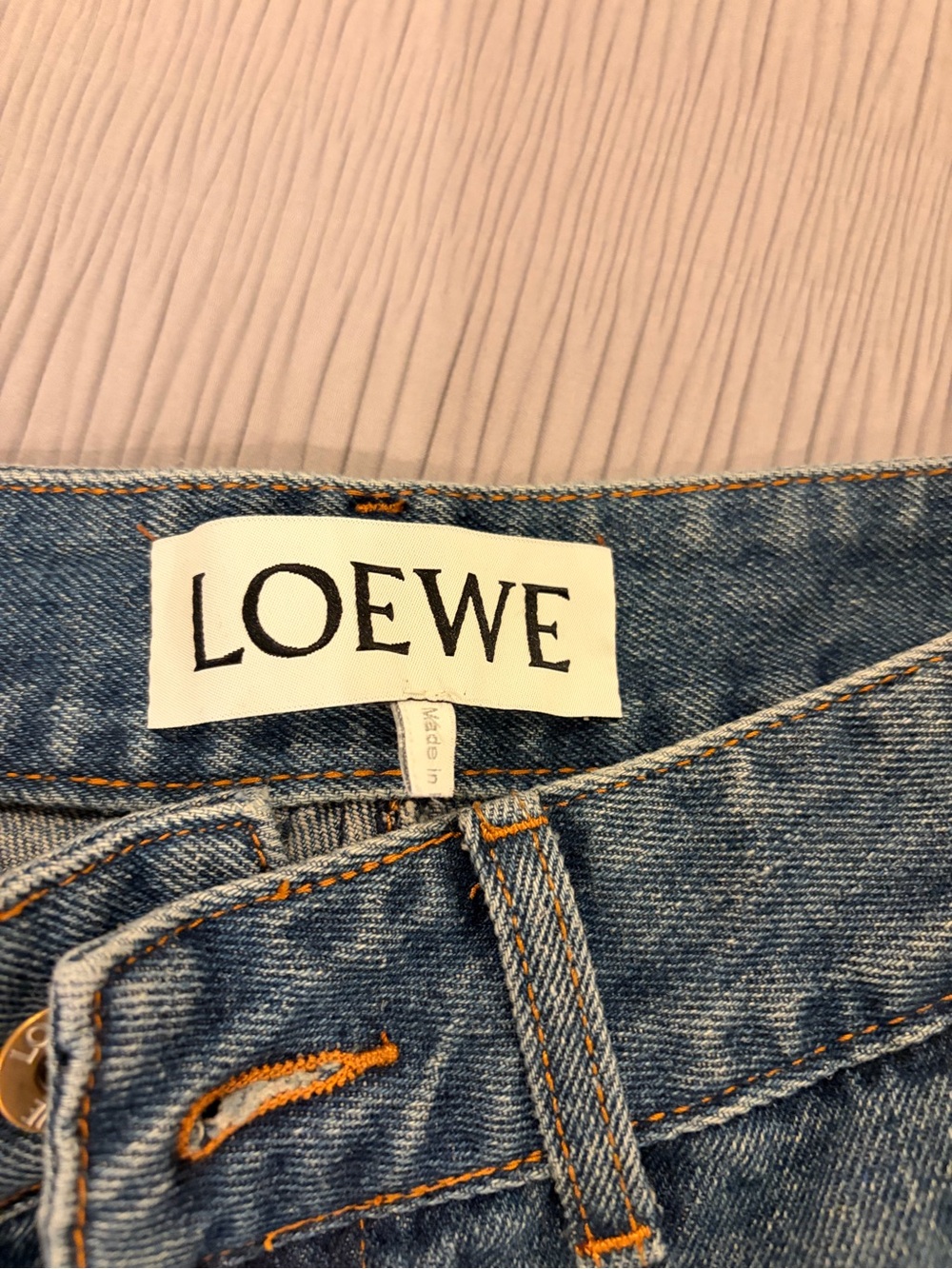 Loewe Blue Wide-Leg Jeans with White Knee Motifs - Picture 2 of 4